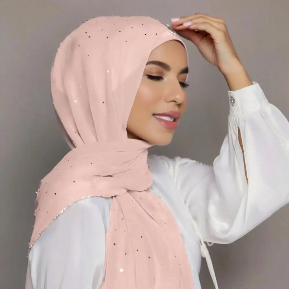 

Turban Headscarf Elegant Imitation Pearl Decor Lightweight Scarf Headwrap for Women Fashionable Solid Color Headscarf Accessory