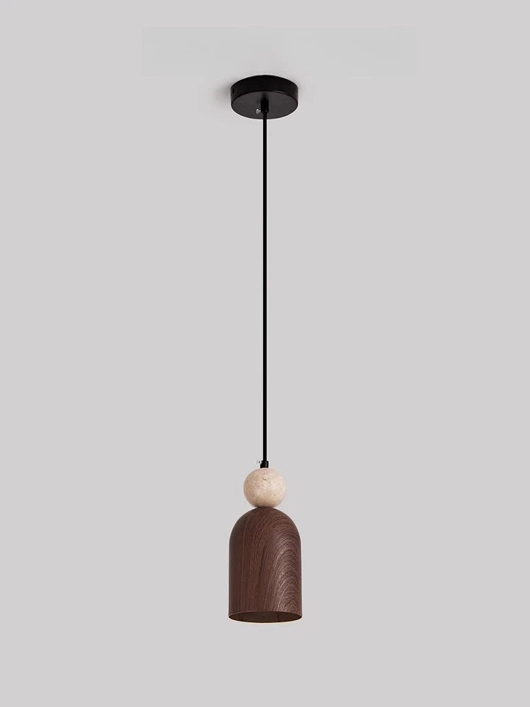 Japanese retro yellow hole stone ball bedroom bedside chandelier master bedroom light walnut pattern entrance bar aisle  light