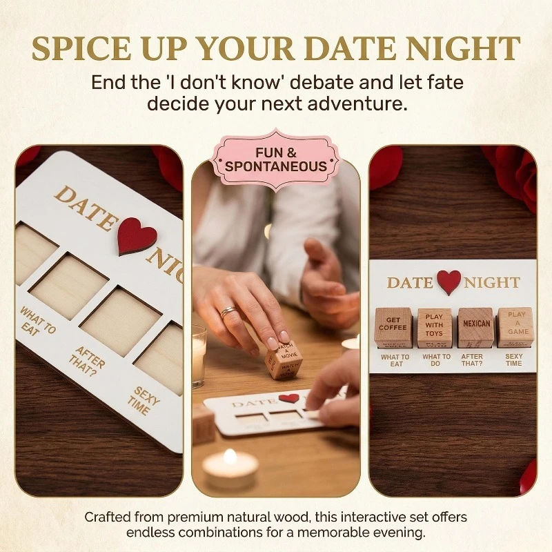 Wooden Art Date Night Romantic Creative Design Game Dice After Dark Wedding Valentine Gift Souvenir