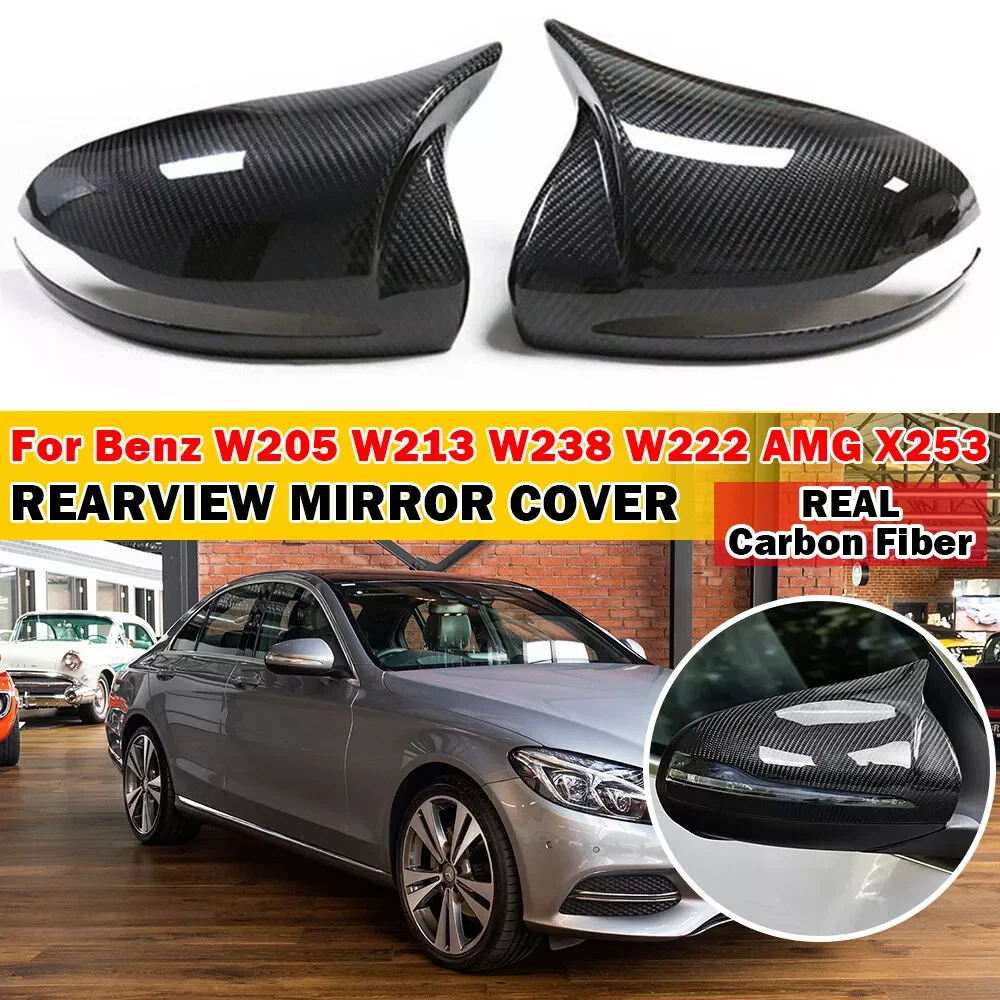 

LHD For Mercedes-Benz E GLC S Class W205 W213 X253 W222 Real Carbon Rearview Side Mirror Cover Wing Cap Exterior Rear View Trim