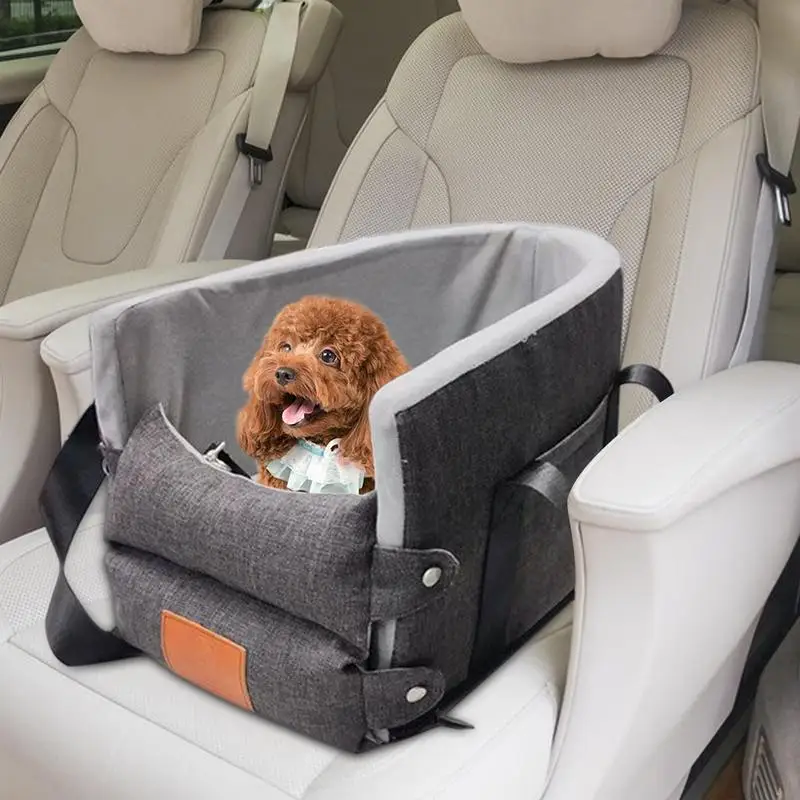 Dog Car Seat Cozy Center Console Puppy Booster Seat Portable Detachable Pet Bucket Elevated Seat Bed For Small Medium Dogs Cats