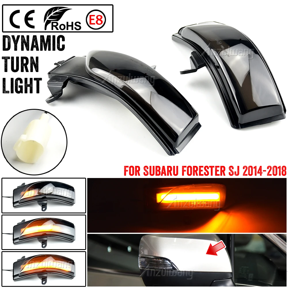 

2x LED Dynamic Turn Signal Lights For Subaru Forester SJ 2014 2015 2016 2017 2018 Rearview Mirror Indicator Sequential Blinker