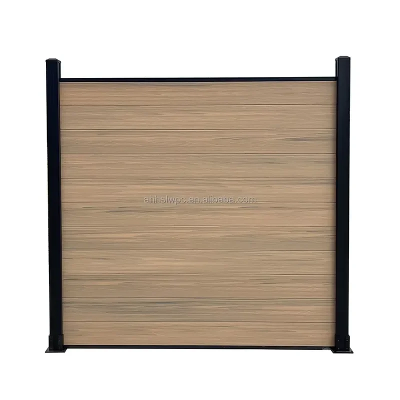 6ft*6ft Easy-to-Assemble Modern WPC Garden Fence Fireproof Waterproof Outdoor Privacy Fence with Wood Grain Surface