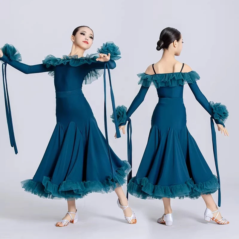 Children's Modern Dance Swing Skirt Spring and Summer New Waltz Regulation Art Test Competition Suit