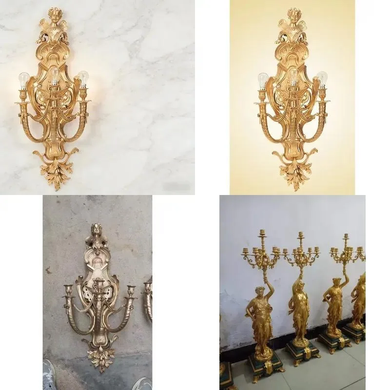 Neoclassical wall-mounted antique bronze three-arm bubble lamp/lamp, suitable for homes, hotels, electric power supply