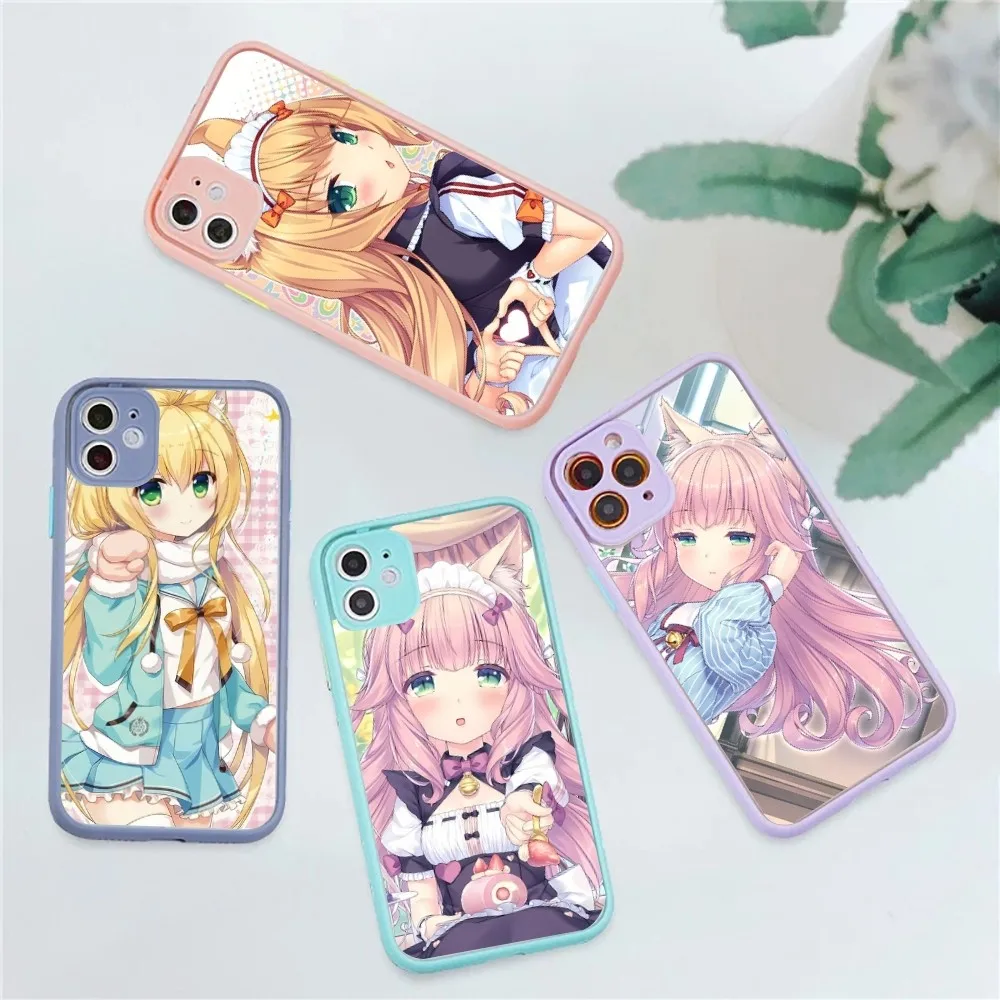 

Cartoon Nekopara Mousepad for iPhone 14 11 12 13 Mini Pro Max 8 7 Plus X XR XS MAX Translucent Matte Cover