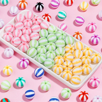 12 16 20mm Acrylic Beads Colorful Stripes Round 3mm Large Hole Beads Diy Bracelet Necklace Jewelry Accessories
