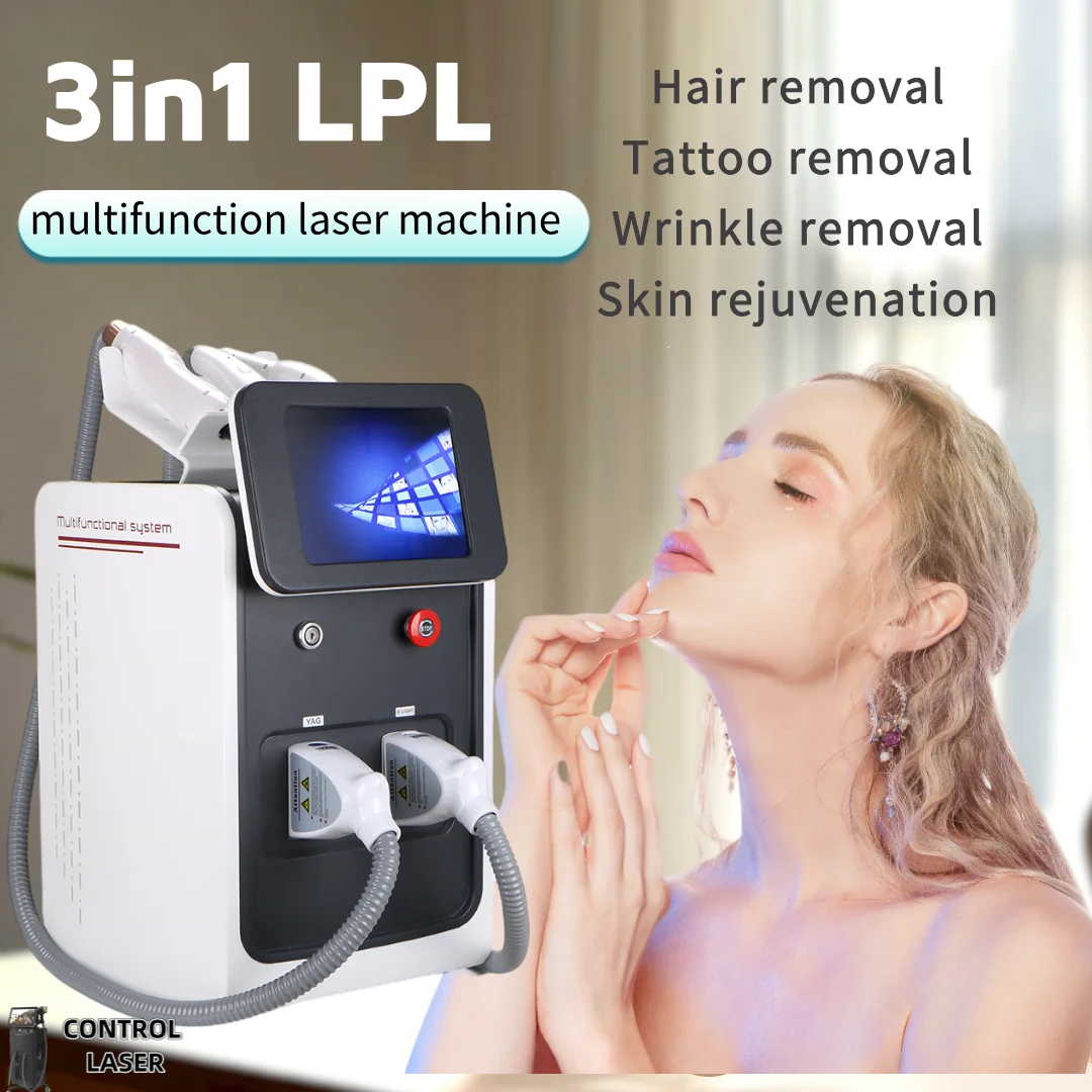 Brand New 3 in 1 LPL+RF+YAG Permanent Hair Removal Tattoo Removal Beauty Instrument