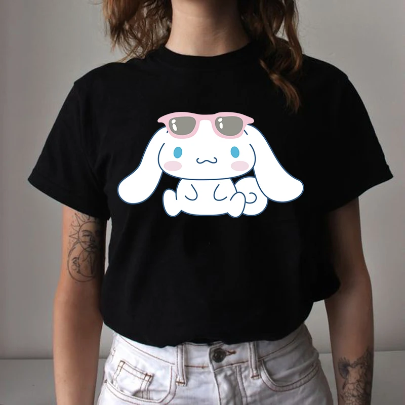 Harajuku  Cinnamoroll  T Shirt Women T-shirt Sanrio Clothes Tshirt Short Sleeve Tops Tee Women Clothing Girls Clothes