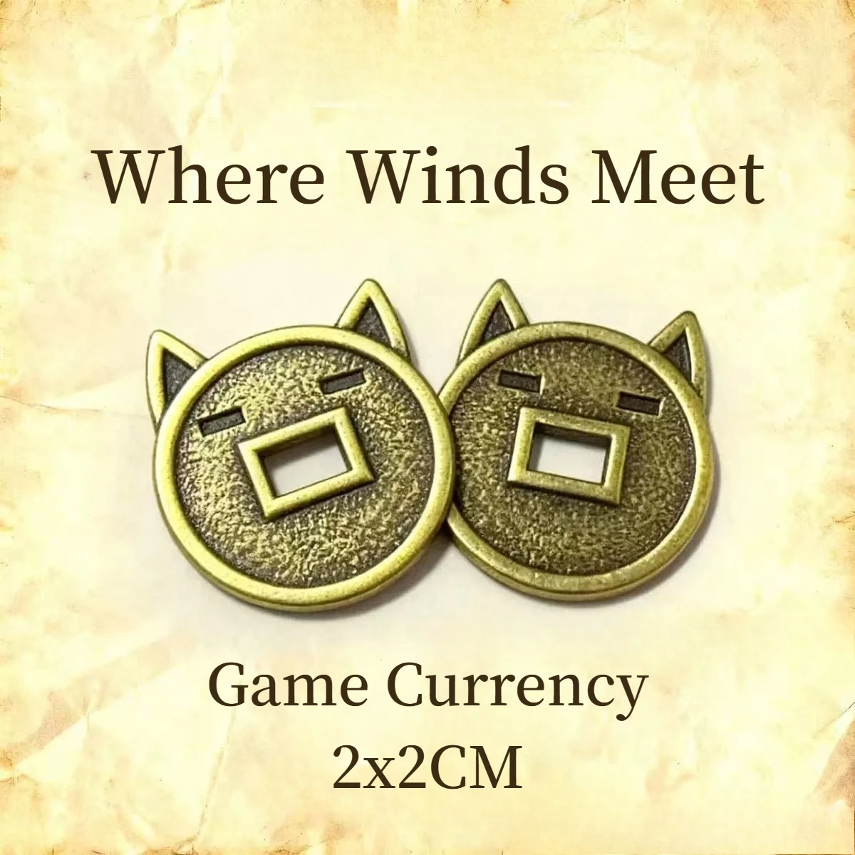 5/10/20Pcs Where Winds Meet Game Currency Cute Cat-Shaped Antique Coin 2x2CM Metal Pendant Accessories Anime Game Player Gift