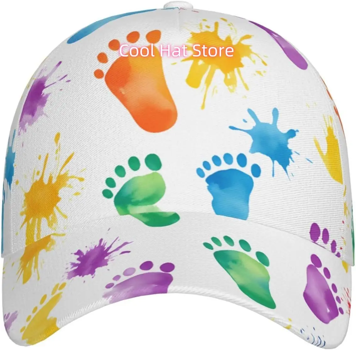 Vibrant Handprints Pattern Pattern Baseball Cap Adjustable Cotton Baseball Hat for Sports, Outdoor, Travel Gifts for Men Black