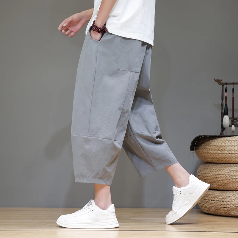 Korean Style Men's Summer Pants Comfortable and Breathable Cotton Linen Man Pants Trend Calf-length Pants Casual Radish Pants