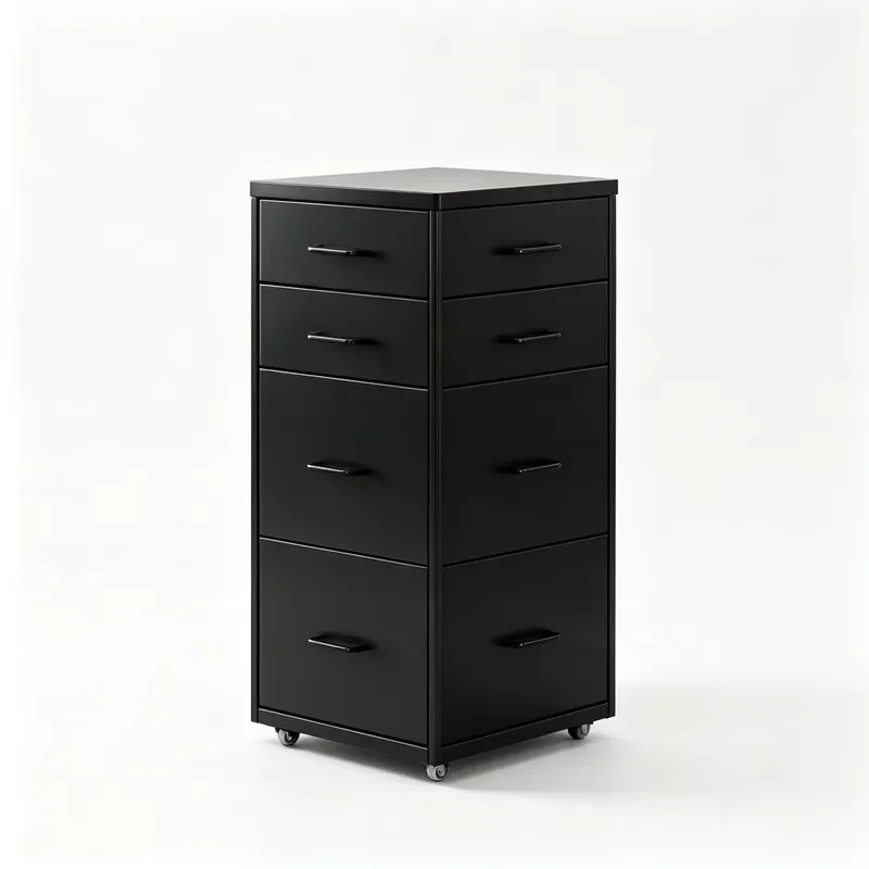 Black Metal Filing Cabinet With 4 Drawers Mobile Under Desk Storage Unit Narrow Bedside Table On Wheels For Office Home