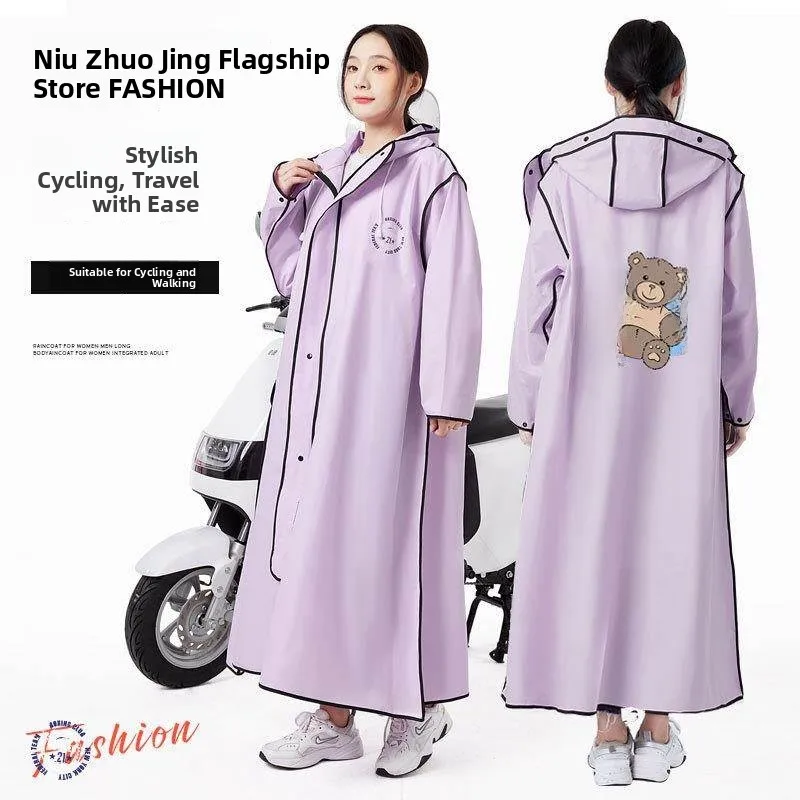 

2023 New Extended Adult Raincoat Unisex Bicycle Vehicle Rain Poncho Full Body Waterproof Rainwear for Men And Women