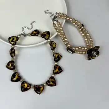 50LC 藝術宣言項鍊 水晶珍珠豹紋心形設計項鍊吊墜 10 最佳銷售 豹紋項鍊 - №9