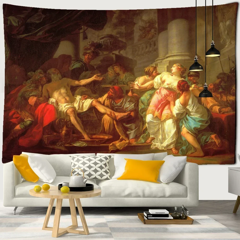 Ancient Greek Mythology Oil Painting Decorative Wall Hanging Tapestry Psychedelic Bohemian Hippie Bedroom Wall Decor Bedspread
