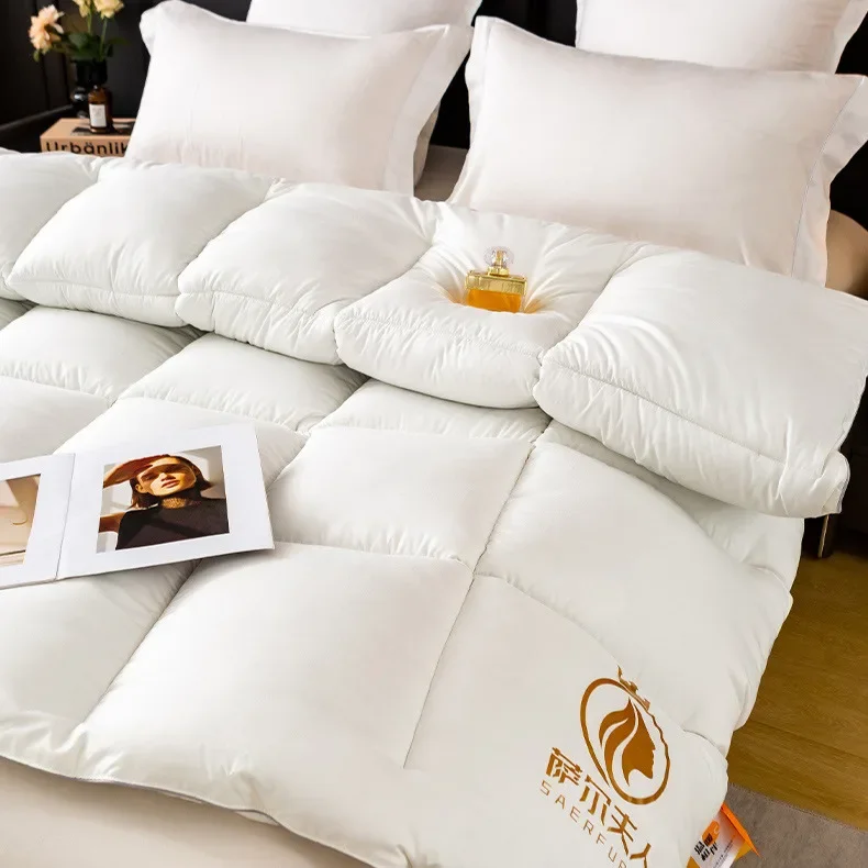 Image 4: DuSALE-Couette en duvet d'oie et de canard blanc pour hôtel cinq étoiles, couette torsadée à fleurs, housse 100% coton, haute qualité