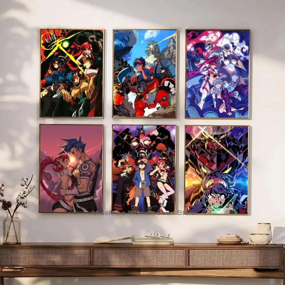 أنيمي تنجن توبا غاتورين-لاجان ملصق ، رسم ، طباعة ، منزل ، غرفة معيشة ، غرفة نوم ، مدخل ، بار ، مقهى ، ديكور