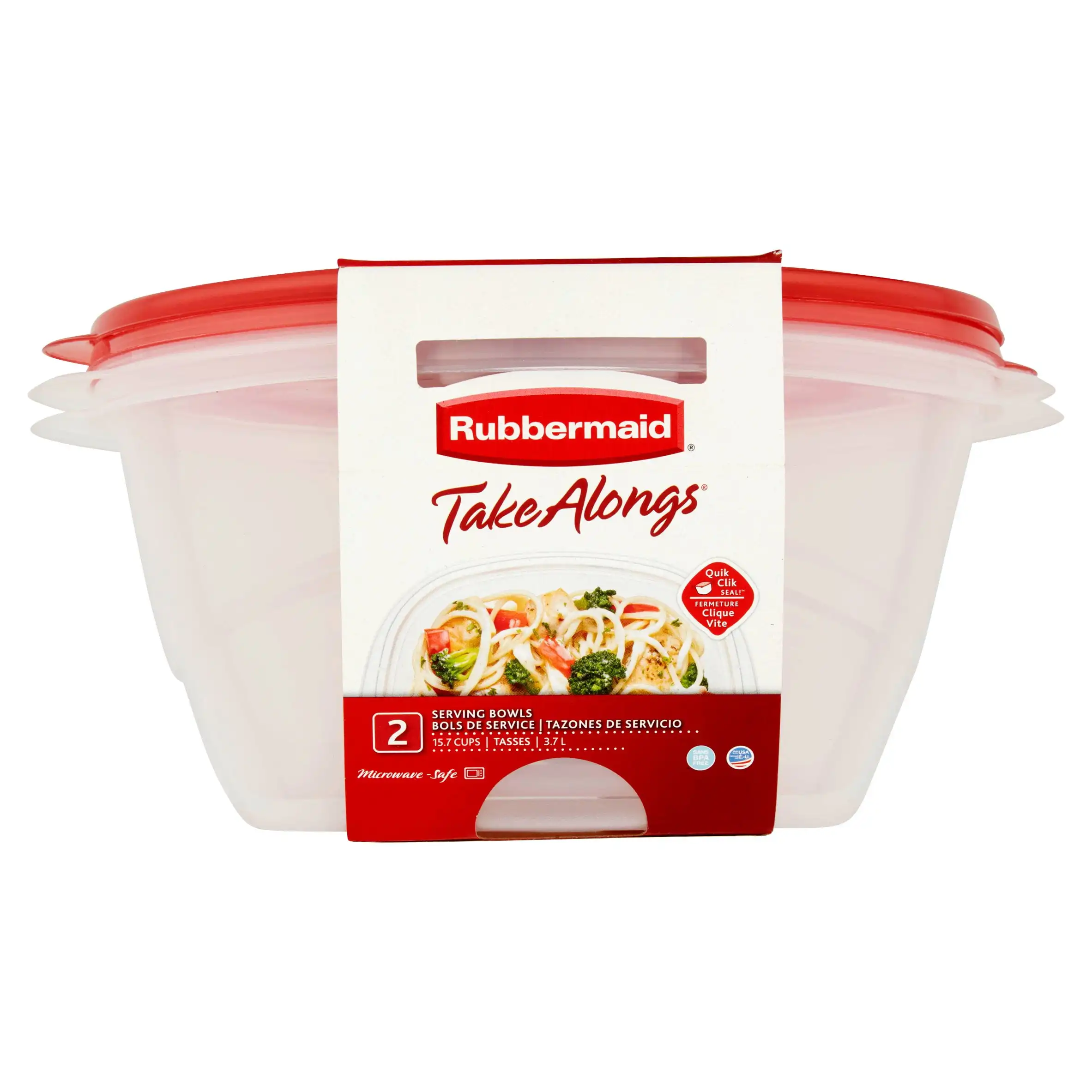 Rubbermaid TakeAlongs Serving Bowl Food Storage Containers, 15.7 Cup, 2 Count