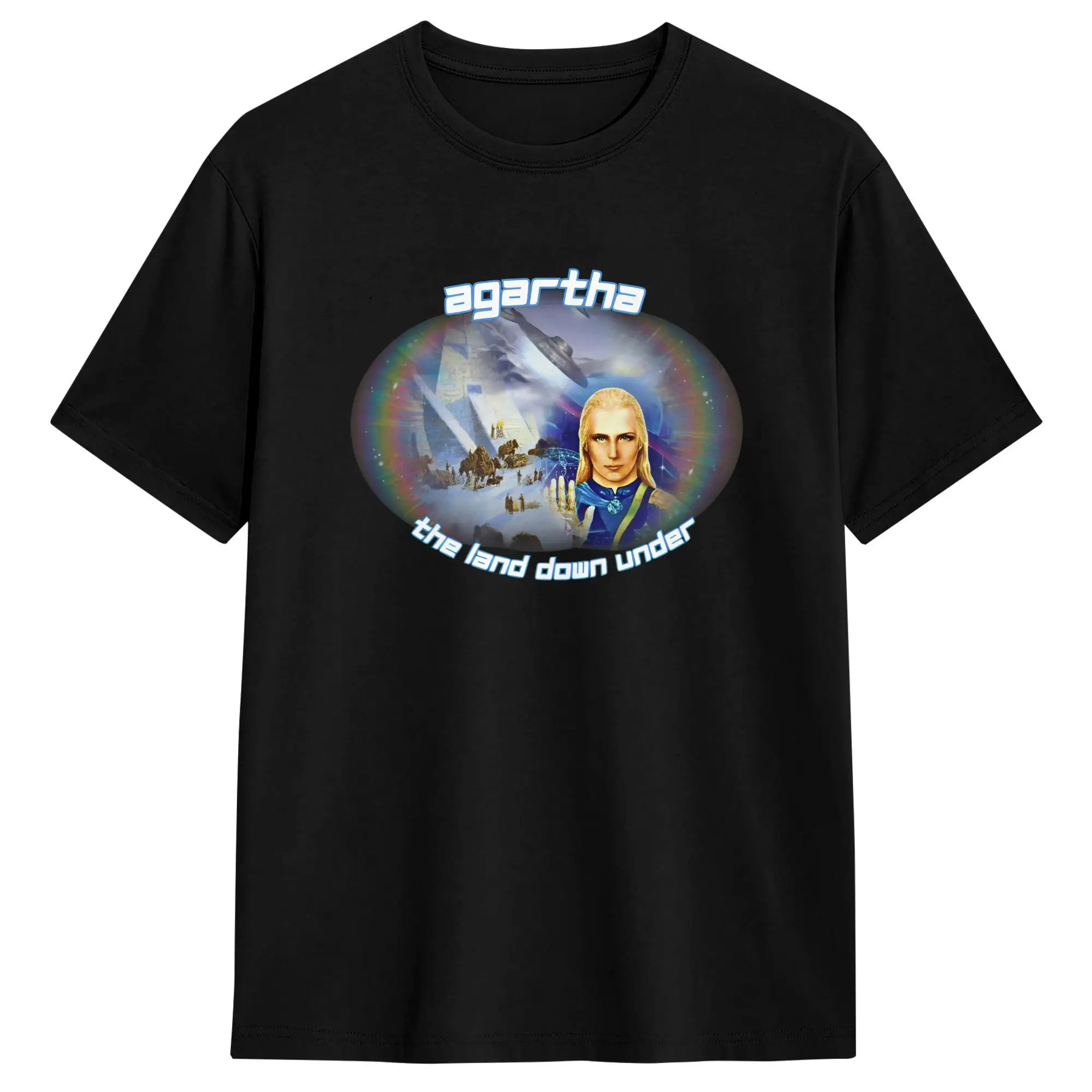Oversized T Shirt Agartha The Land Down Under Meme 100% Cotton T Shirts  Novelty Tshirt for Men's Summer Y2K Basic Casual Tees