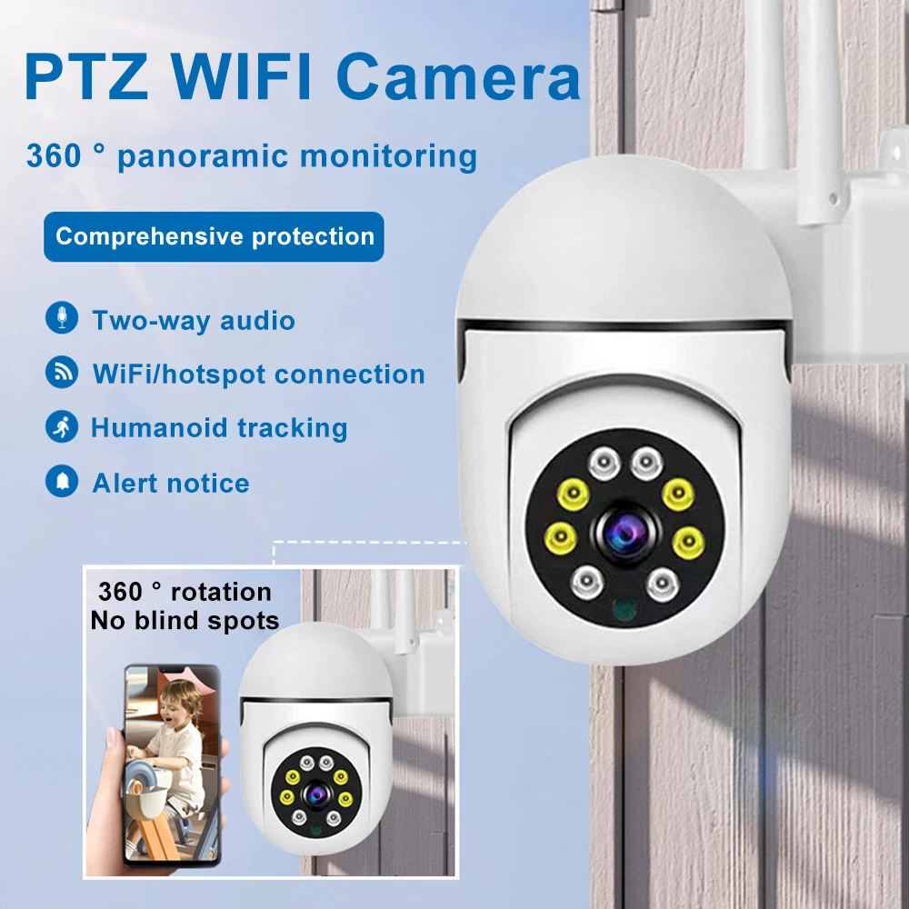 

WiFi Camera Home HD PTZ IP Camera Outdoor Color Night Audio Wireless Surveillance Camera Auto Home Tracking Security CCTV Camera
