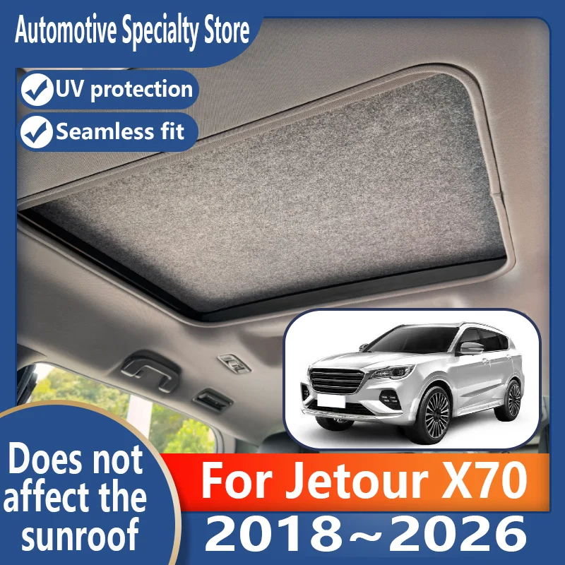 

For Jetour X70 2018~2026 Car Panoramic Sunroof Insulation Roof Visor Electrostatic Adsorption Suede Fabric Sun Protection Anti-U
