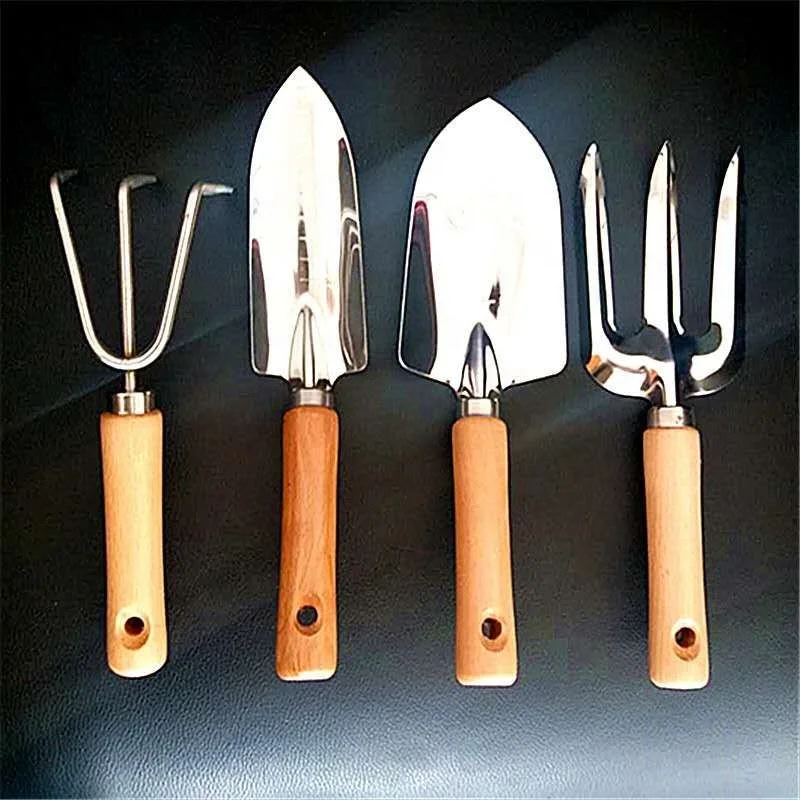 Garden Tool Set - 4 pieces 5 Pieces Heavy Duty Garden Hand Tools Kit with Wooden Handle