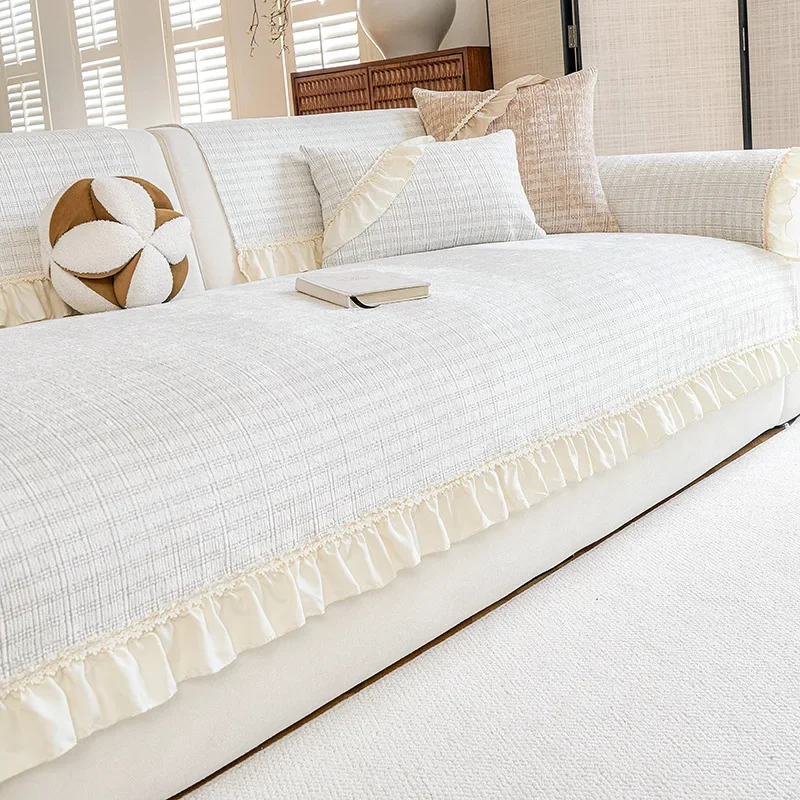 Solid Color Chenille Sofa Cushion 2026 New Four Seasons Universal Simple Modern Cushion Non-Slip Sofa Cover