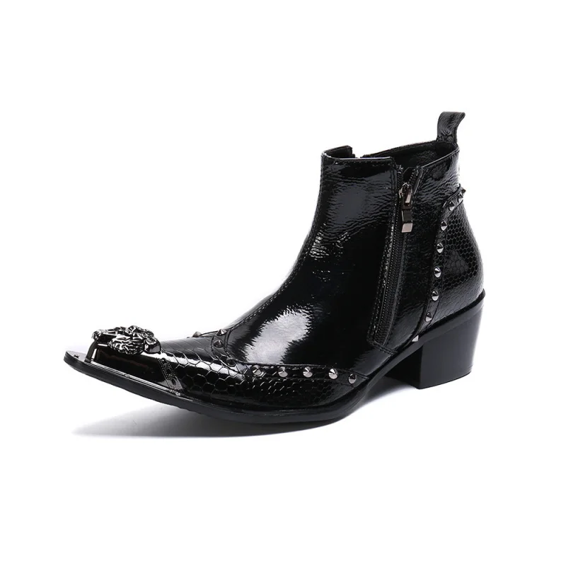 

Высокие ботинки 5 см из натуральной коровьей кожи, модная мужская качественная обувь до щиколотки, мужские зимние ботинки с острым носком на молнии