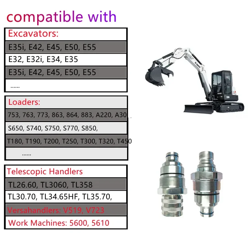 Hydraulic Quick Coupler Male Female Flat Face Coupler Kit for Bobcat Kubota Tractor Excavator Loader 7246802 7246799