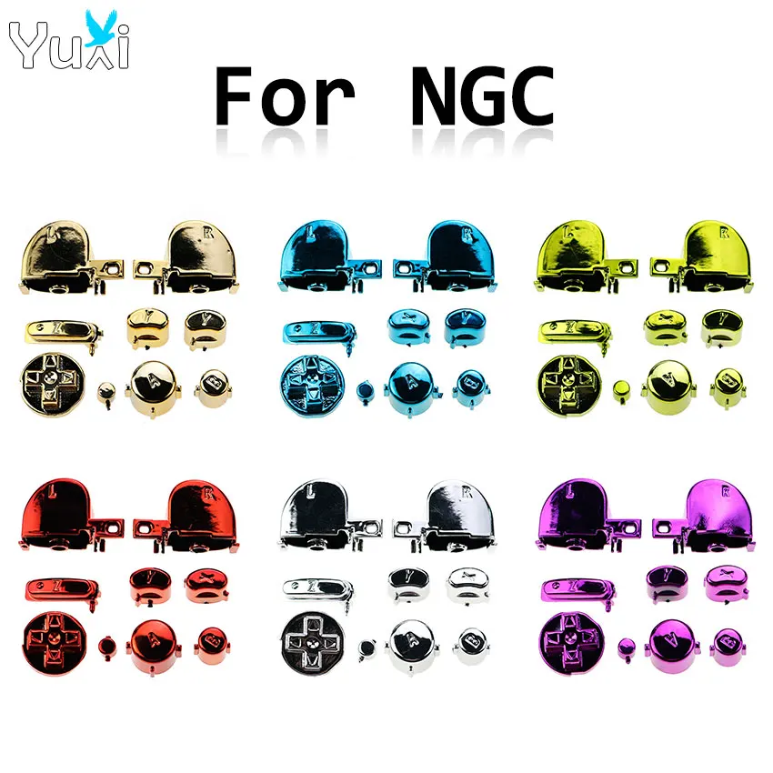 

YuXi Full Set Chrome Buttons For Gamecube NGC Controller ABXY Z D-Pad L R Trigger Button Mod Kit