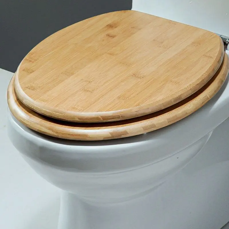 Wooden bamboo toilet seat, household thickened toilet seat, old-style universal quick-release soft-flushing silent seat
