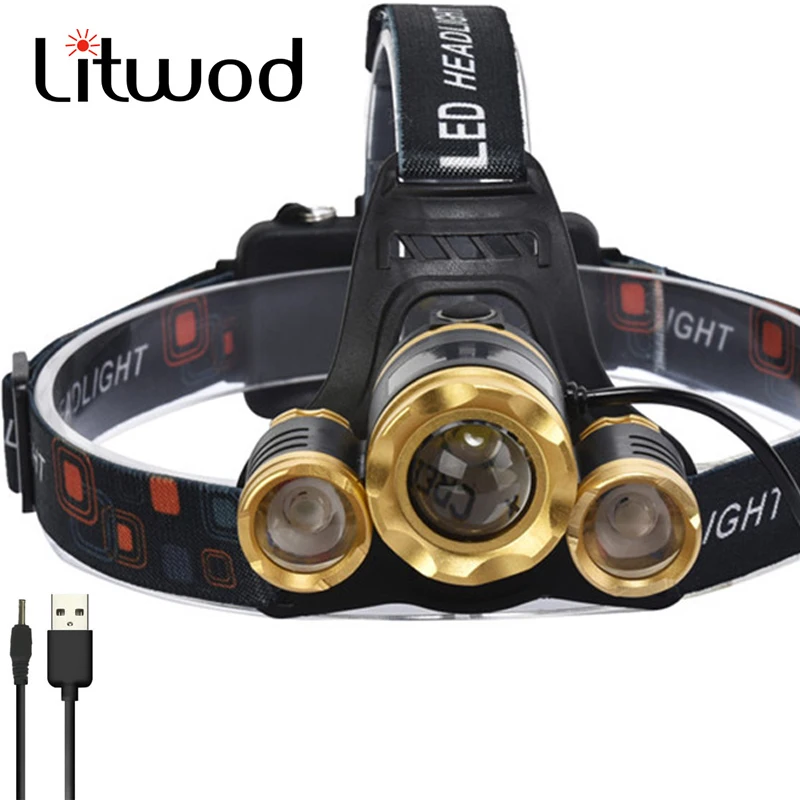 XM-L T6 Headlight USB Rechargeable Super bright led head lamp Personality Headlamp Bat shape Head Flashlight Light Torch