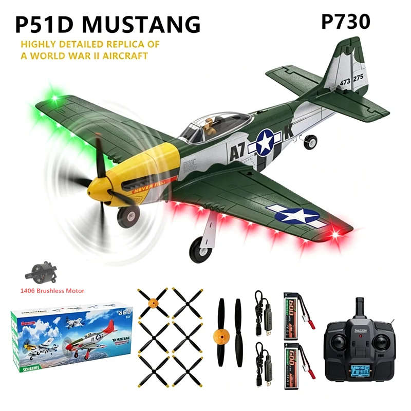 P51D Mustang RC Airplane 5CH 3D 6G Mode Fixed Wing RC Plane RTF Removable Brushless Aircraft for Adult Beginners