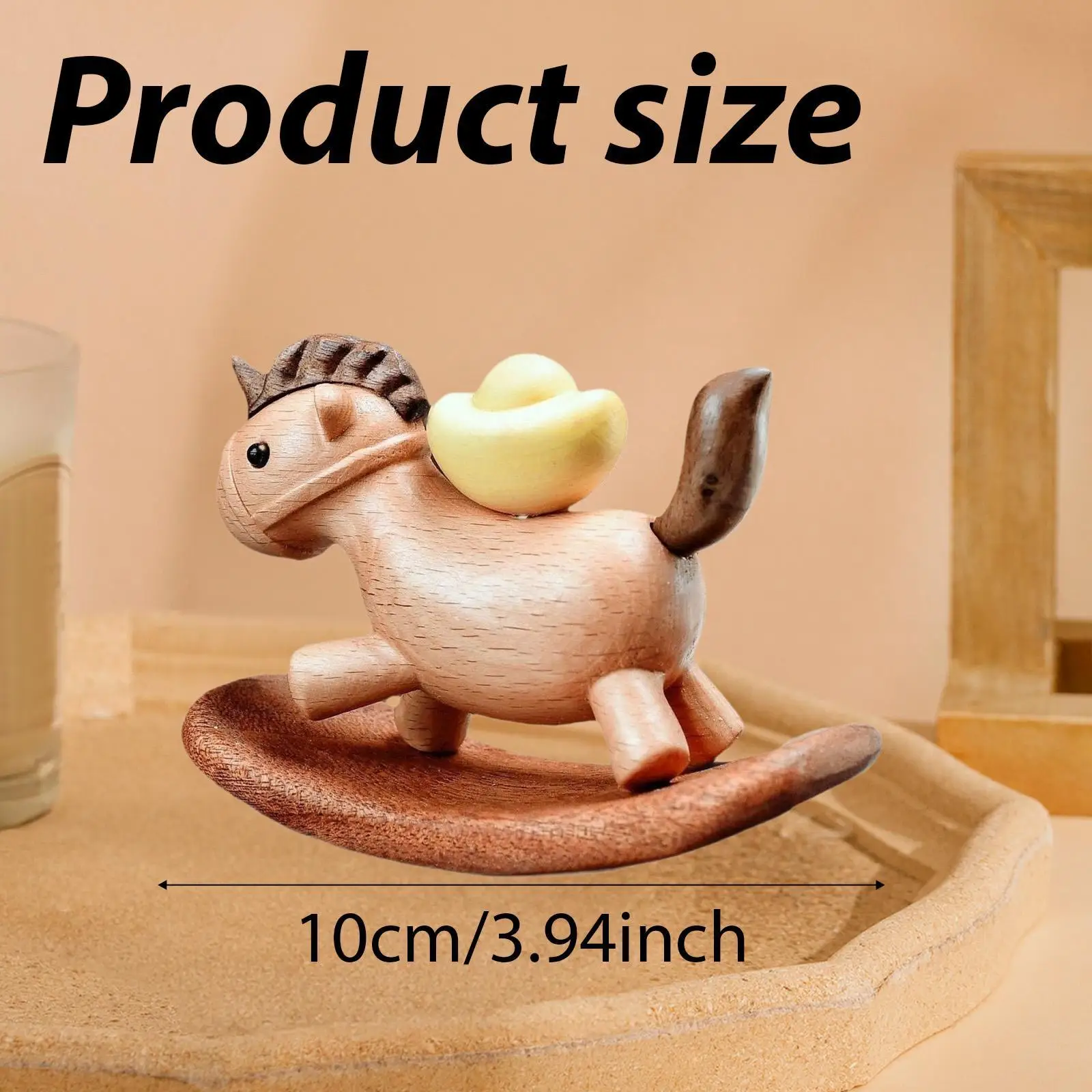 Miniature Horse Ornament Wooden Desktop Sculpture for Dollhouse Miniature Accessories Home Decor Shelf
