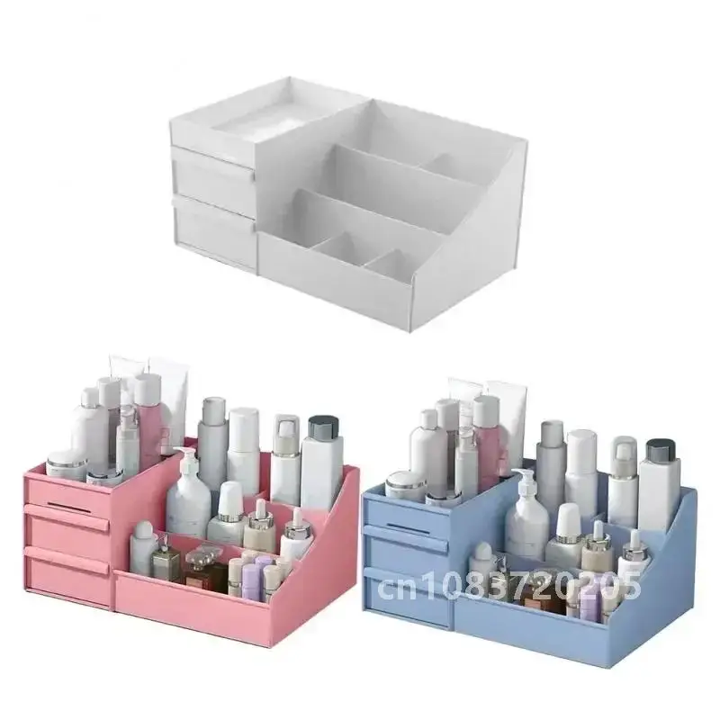 Large Capacity Cosmetic Makeup Organizer Drawers Plastic Bathroom Skincare Storage Box Brush Lipstick Holder Organizers Storage