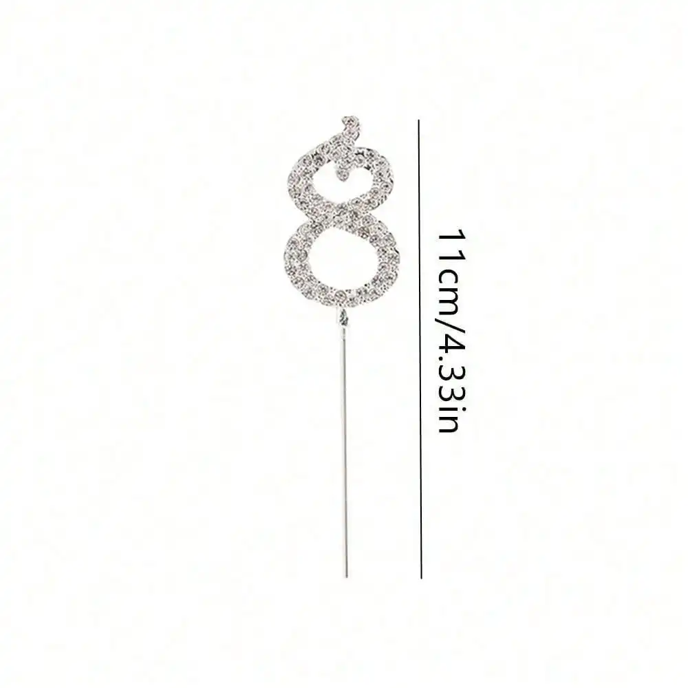 0-9 Legierungs-Strass-Tortendekorationen in Gold und Silber für Geburtstagsdekoration, Hochzeit, digitale Tortendekoration – Detail 6
