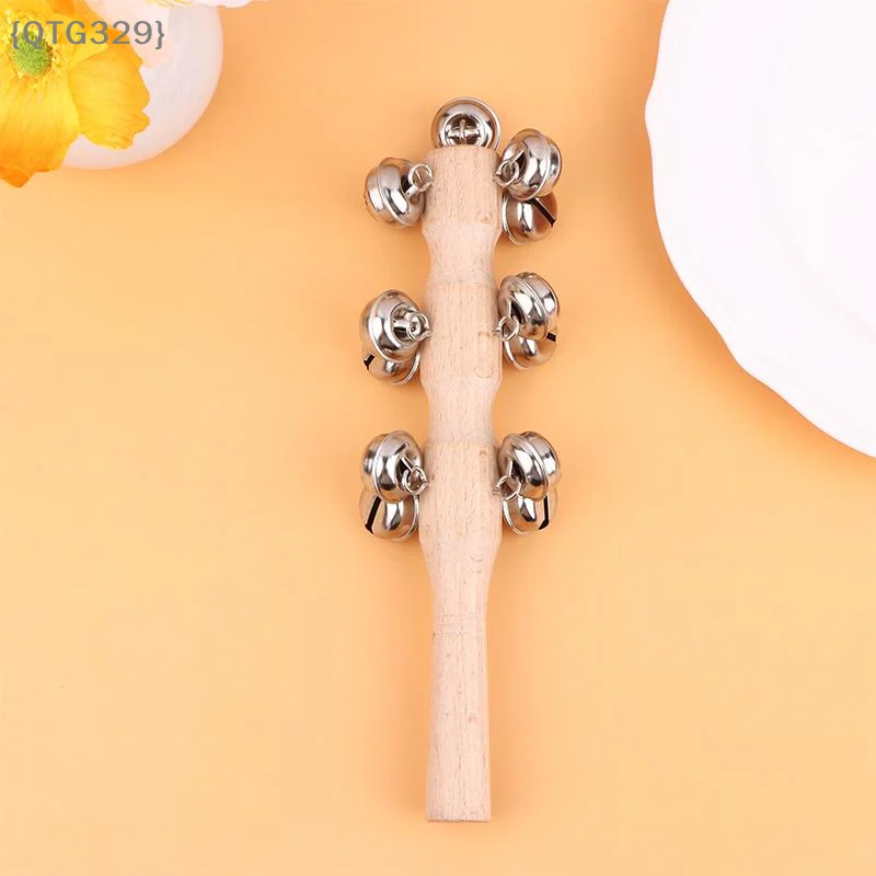 【QTG329】1Pc Wooden Hand Held Bell Jingle Bells Musical Bell Stick Discussion Musical Toy For Adult KTV Party Kids Game Gift【WQ】