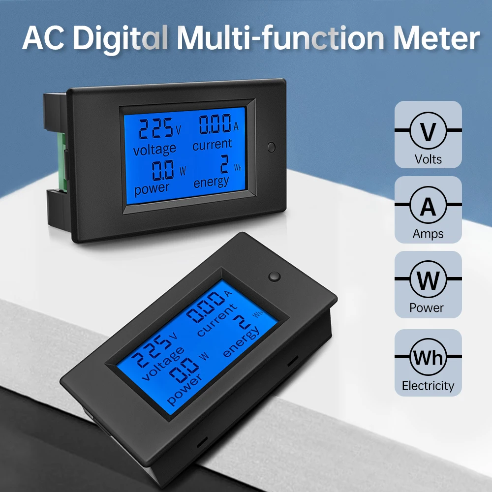 20A 100A AC 80-260V DC 6.5-100V Digital LED Display Voltmeter Ammeter Wattmeter Power Energy Meter 12V 24V 110V 220V Volt Tester