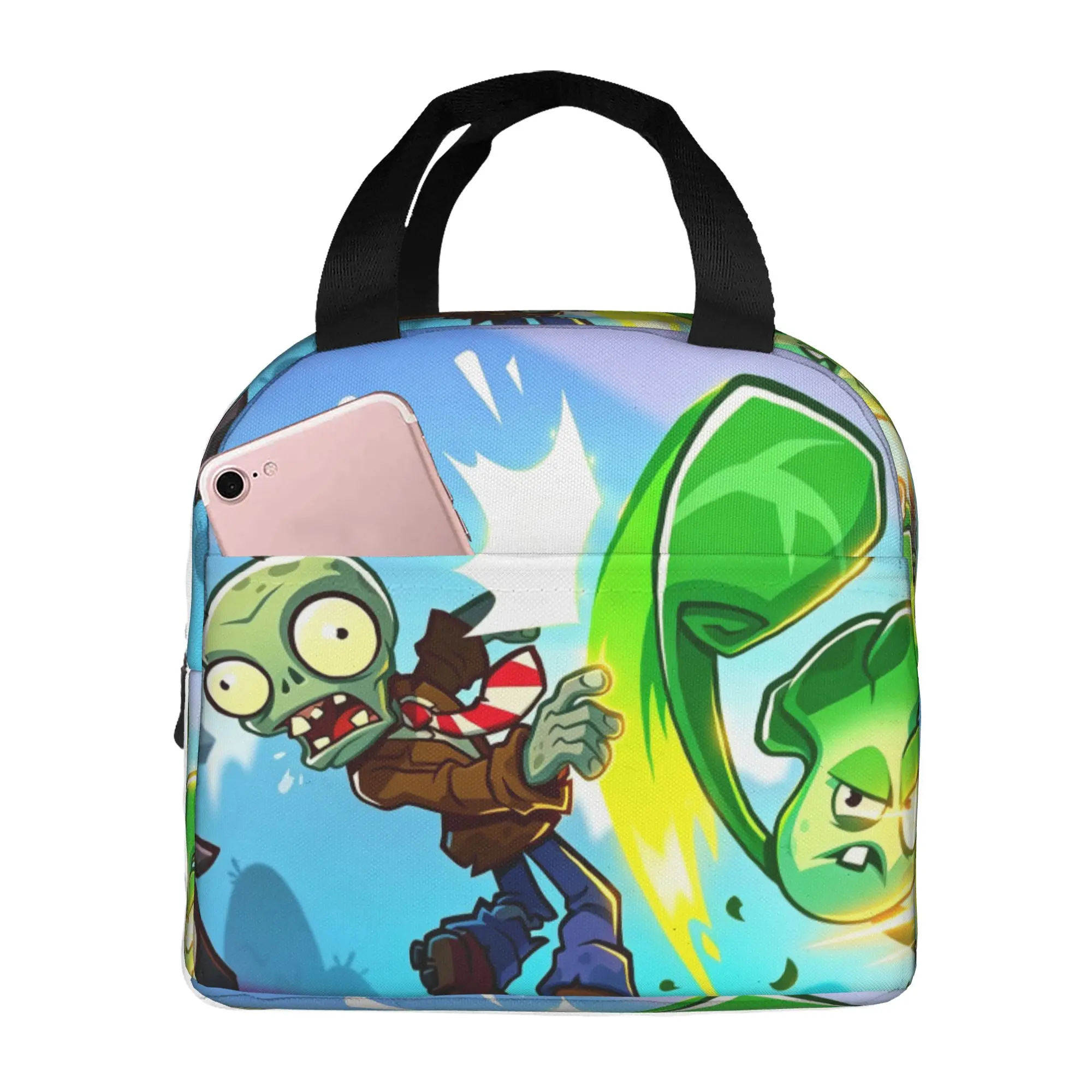 P-Plantsed Vs. Zombiesed Insulated Lunch Bag for Women Portable Sunflower Pattern Cooler Thermal Lunch Box Beach Camping Travel