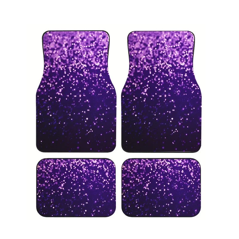 

Purple Sparkle Galaxy Car Floor Mat 4Pcs Universal Waterproof Anti Slip Durable Auto Foot Carpet Interior Protective Accessories