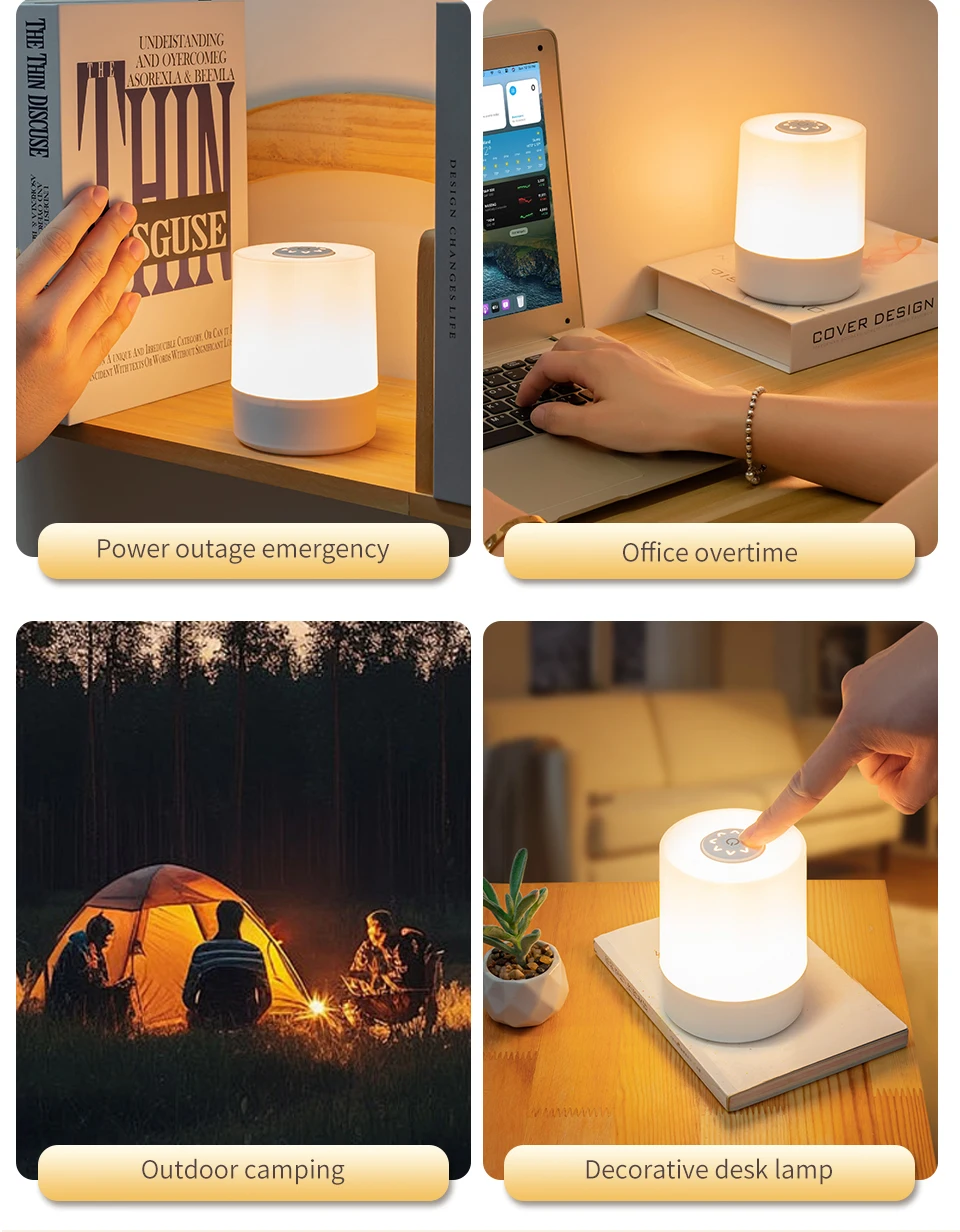 Rechargeable Led Night Light with Remote Control Timing Dimmable Table Lamp Baby Nursery Bedside Sleeping Reading Touch Switch