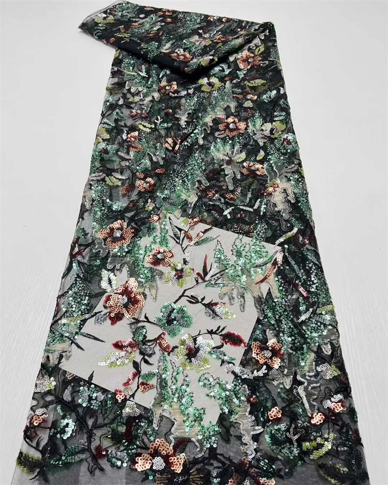 Fashion French Embroidery Sequins Lace Fabric High Quality African Nigerian Wedding Dress Material