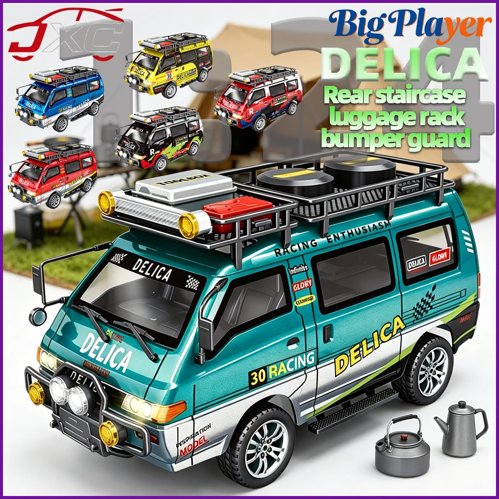 JXC 5813A 5813B 1:24 Delica 4WD Minibús RC a Escala Completa, Vehículo de Juguete con Control Remoto y Simulación, con Faros Controlables