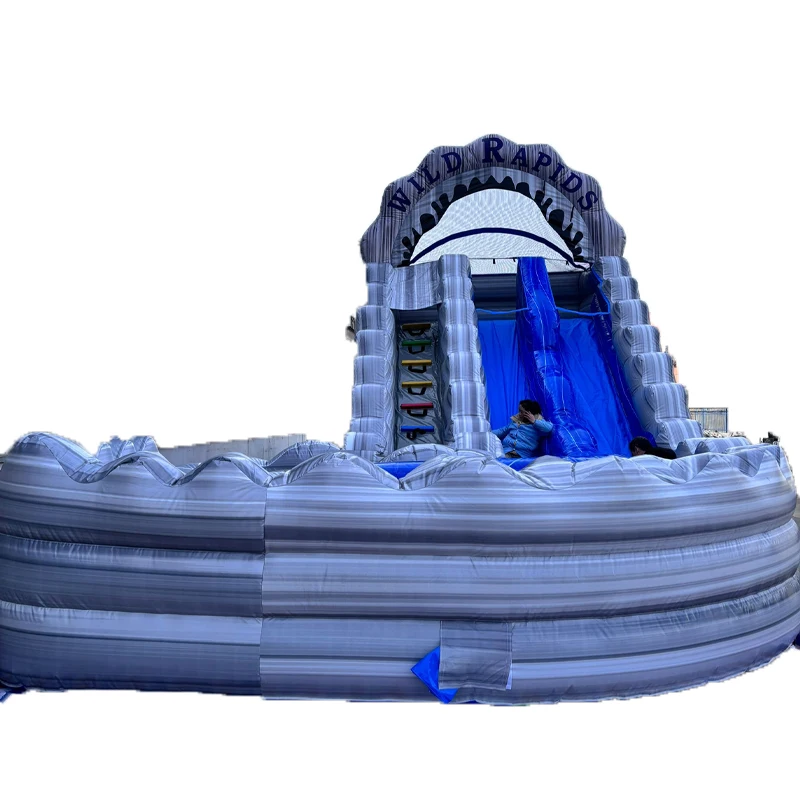 Inflatable Slide With Pool Inflatable Water Slides for Kids Backyard,Giant Water Park with Long Slip Splash and Double Slide