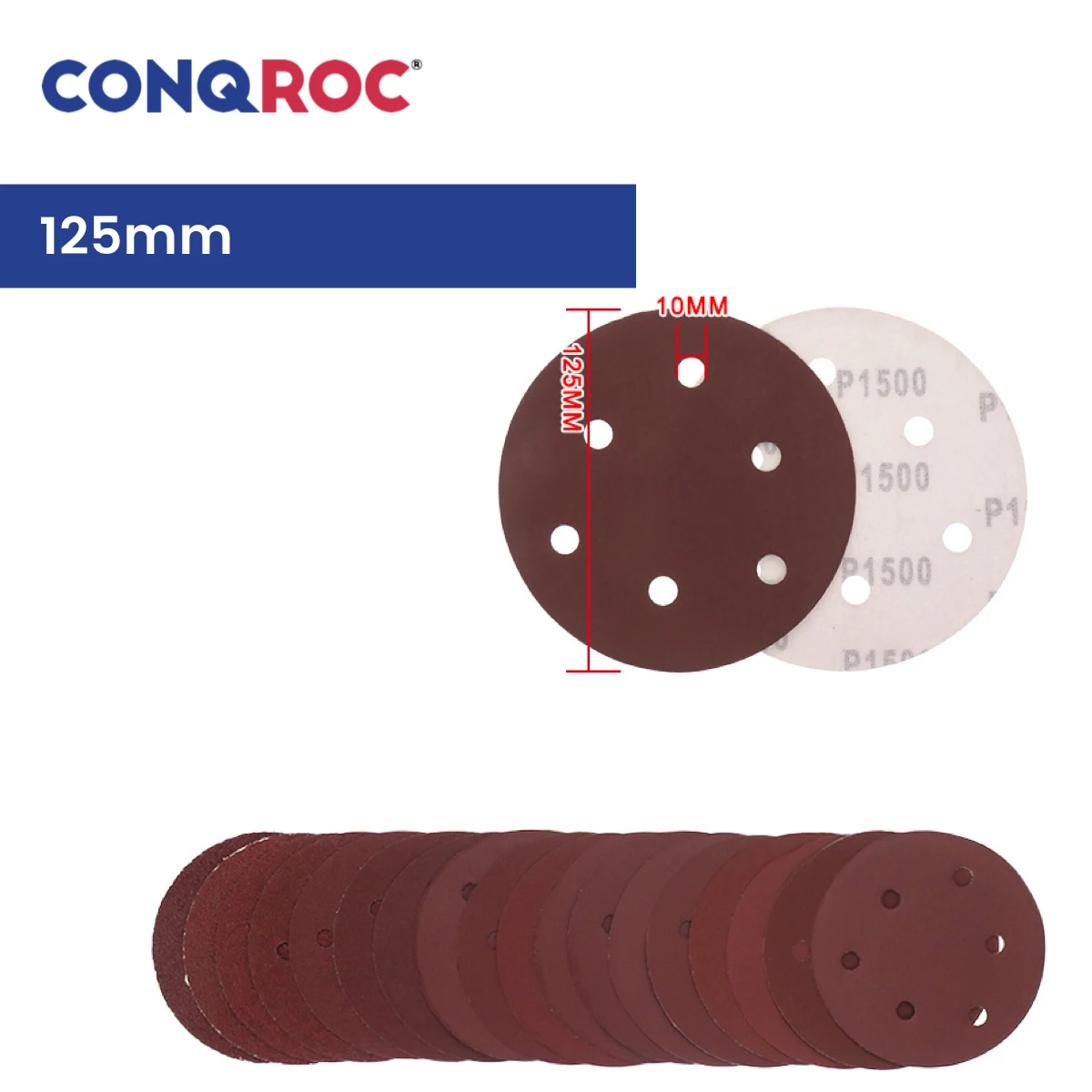 125mm(5-Inch) 6-Hole Sanding Discs Aluminum Oxide Hook and Loop Sanding Papers 100-Piece Grit P36~2000