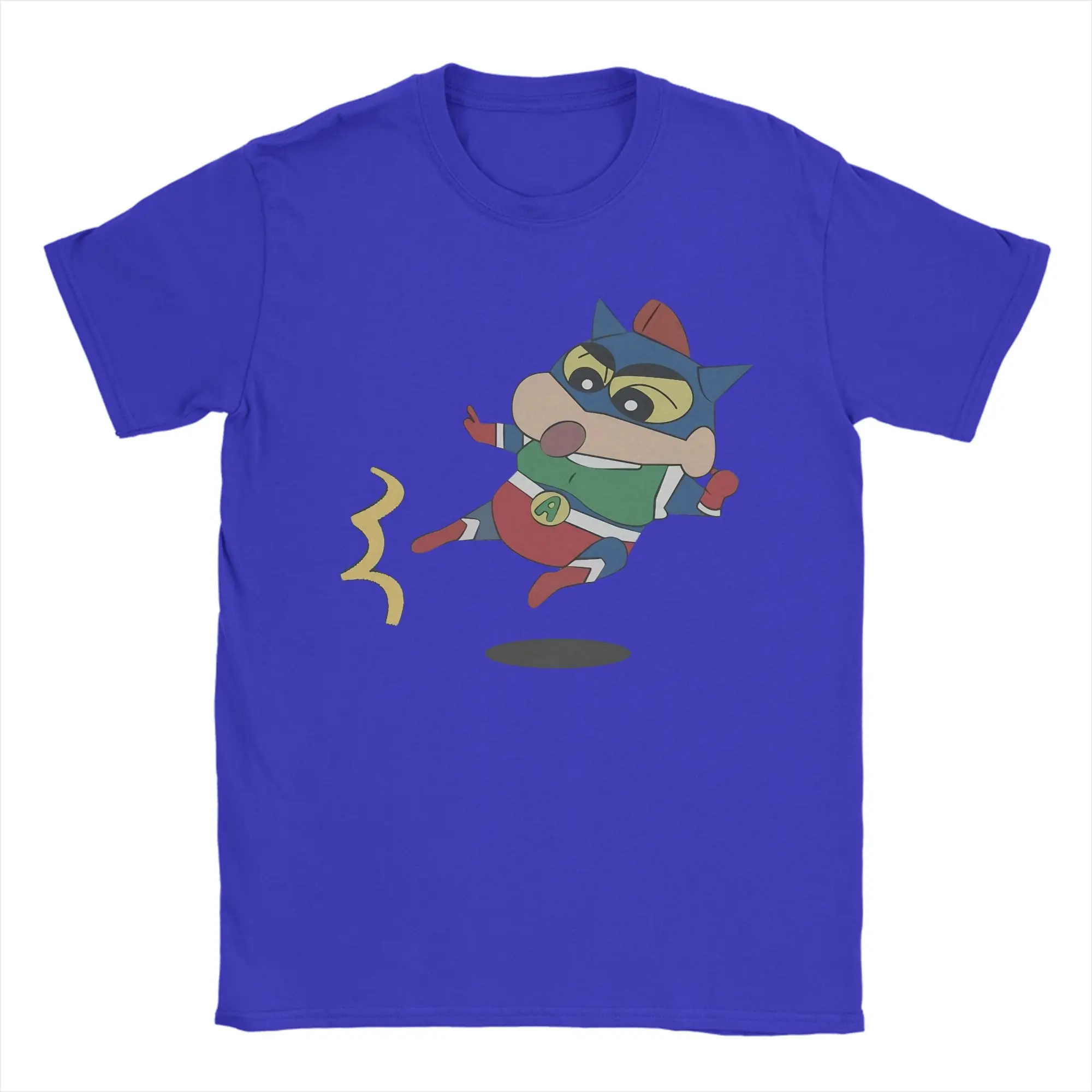 Vintage Action Mask T Shirt Men's Crewneck Short Sleeve Tops Crayon Shin-chan 100%Cotton Summer Top Tee