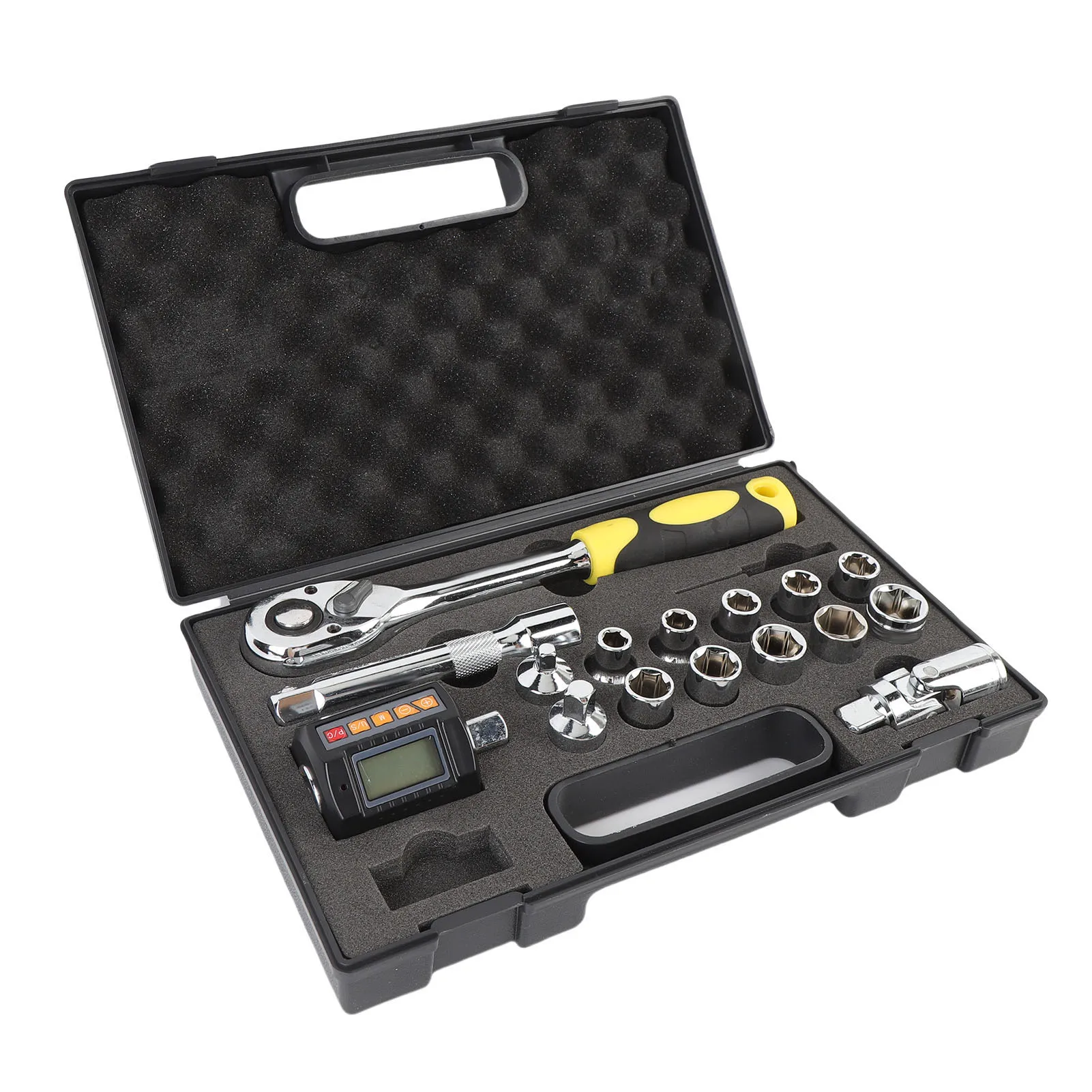 

200N·m Digital Torsion Wrench Meter Backlit LCD 4 Units 1/2in Ratchet Wrench Set with 1/4in and 3/8in Adapters Torsion Meter