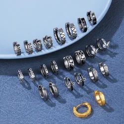1 Pair Gothic Surgical Steel Small Hoop Earring For Men Women Retro Skull Ear Cartilage Tragus Helix Piercing Jewelry