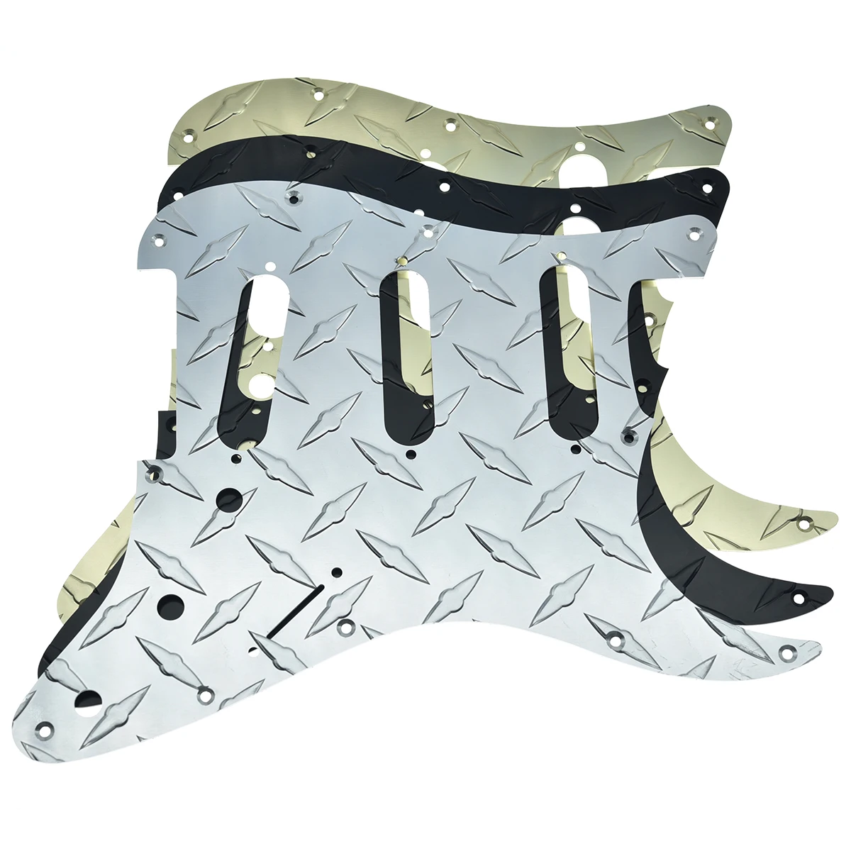 Dopro 11-Hole Diamond Plate Modern Strat SSS Guitar Pickguard Metal Scratch Plate Fits for American/Mexican Fender Stratocaster